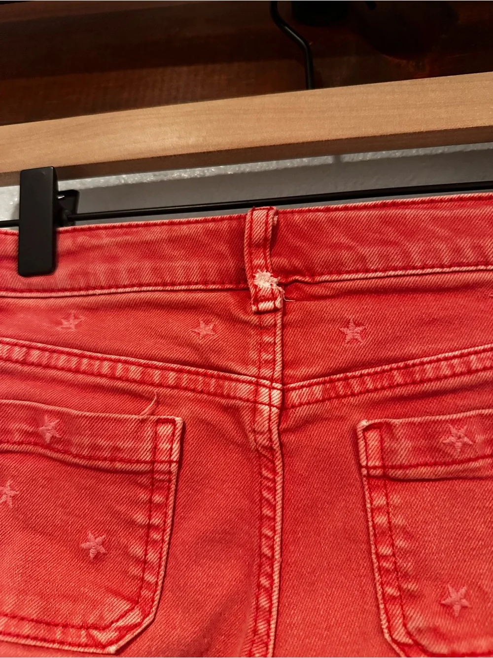 Cat & Jack Coral Red Star-Embroidered Cotton Shorts